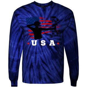 American Flag USA, Patriotic Sports, American Flag Archery, Patriotic Sports Tie-Dye Long Sleeve Shirt