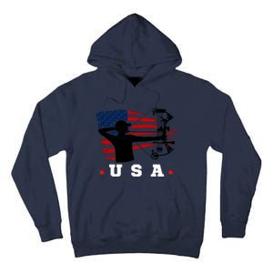 American Flag USA, Patriotic Sports, American Flag Archery, Patriotic Sports Tall Hoodie