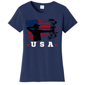 American Flag USA, Patriotic Sports, American Flag Archery, Patriotic Sports Women's T-Shirt