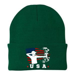 American Flag USA, Patriotic Sports, American Flag Archery, USA Archery Knit Cap Winter Beanie