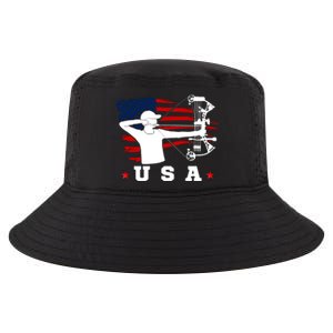 American Flag USA, Patriotic Sports, American Flag Archery, USA Archery Cool Comfort Performance Bucket Hat