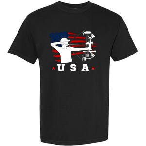 American Flag USA, Patriotic Sports, American Flag Archery, USA Archery Garment-Dyed Heavyweight T-Shirt