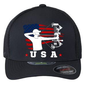 American Flag USA, Patriotic Sports, American Flag Archery, USA Archery Flexfit Unipanel Trucker Cap