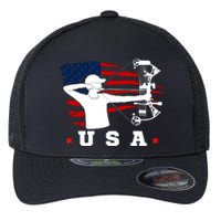 American Flag USA, Patriotic Sports, American Flag Archery, USA Archery Flexfit Unipanel Trucker Cap