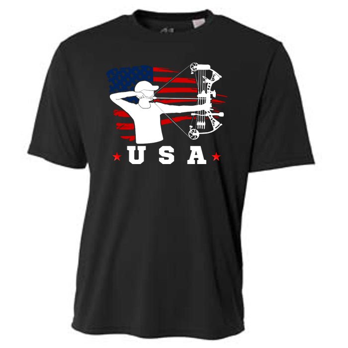 American Flag USA, Patriotic Sports, American Flag Archery, USA Archery Cooling Performance Crew T-Shirt