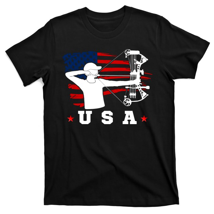 American Flag USA, Patriotic Sports, American Flag Archery, USA Archery T-Shirt