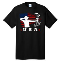 American Flag USA, Patriotic Sports, American Flag Archery, USA Archery Tall T-Shirt