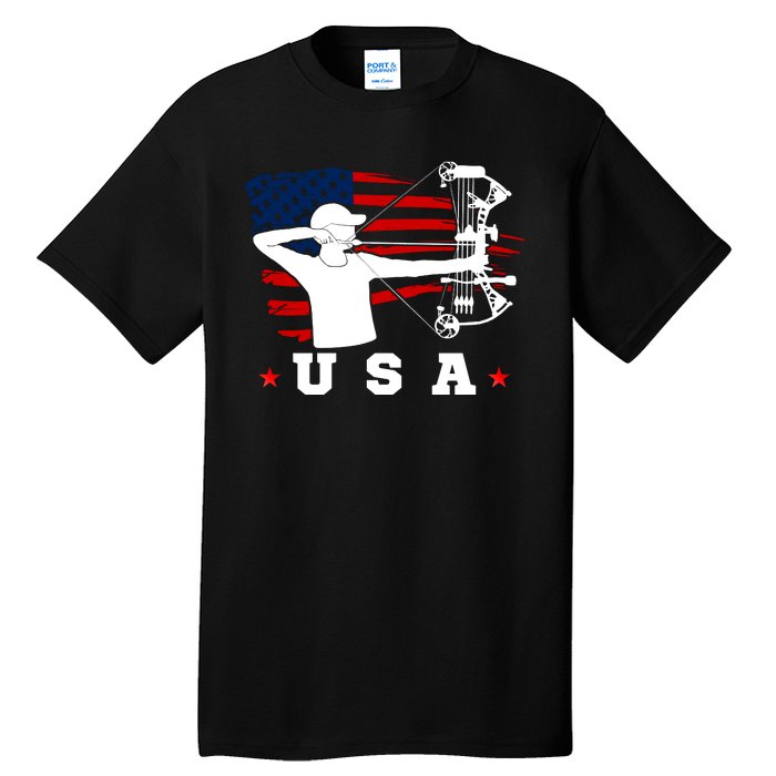 American Flag USA, Patriotic Sports, American Flag Archery, USA Archery Tall T-Shirt