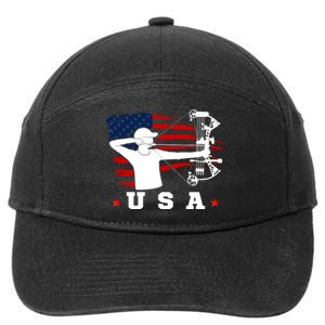 American Flag USA, Patriotic Sports, American Flag Archery, USA Archery 7-Panel Snapback Hat