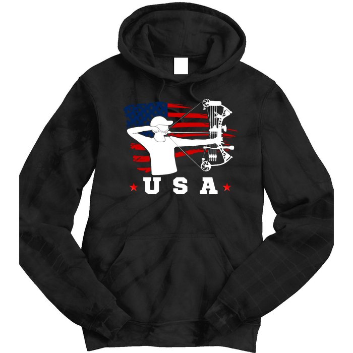 American Flag USA, Patriotic Sports, American Flag Archery, USA Archery Tie Dye Hoodie