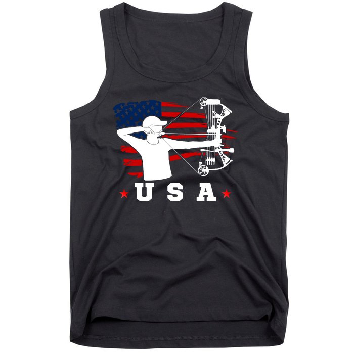 American Flag USA, Patriotic Sports, American Flag Archery, USA Archery Tank Top