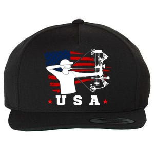 American Flag USA, Patriotic Sports, American Flag Archery, USA Archery Wool Snapback Cap