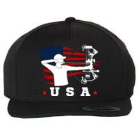 American Flag USA, Patriotic Sports, American Flag Archery, USA Archery Wool Snapback Cap