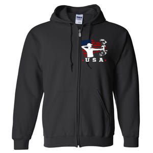 American Flag USA, Patriotic Sports, American Flag Archery, USA Archery Full Zip Hoodie