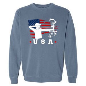 American Flag USA, Patriotic Sports, American Flag Archery, USA Archery Garment-Dyed Sweatshirt