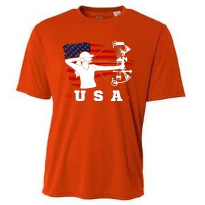 American Flag USA, Patriotic Sports, American Flag Archery, Cute Archery Cooling Performance Crew T-Shirt