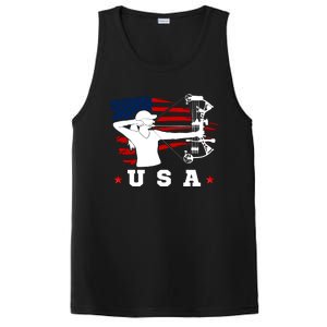 American Flag USA, Patriotic Sports, American Flag Archery, Cute Archery PosiCharge Competitor Tank