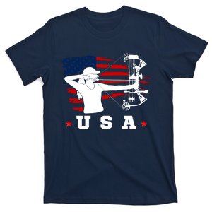 American Flag USA, Patriotic Sports, American Flag Archery, Cute Archery T-Shirt