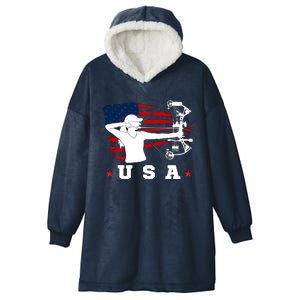 American Flag USA, Patriotic Sports, American Flag Archery, Cute Archery Hooded Wearable Blanket