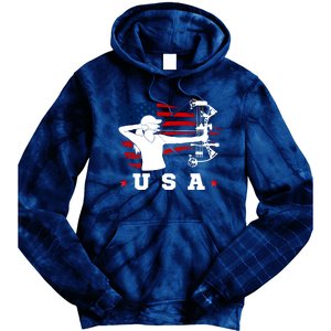 American Flag USA, Patriotic Sports, American Flag Archery, Cute Archery Tie Dye Hoodie