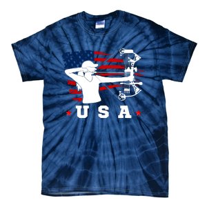 American Flag USA, Patriotic Sports, American Flag Archery, Cute Archery Tie-Dye T-Shirt