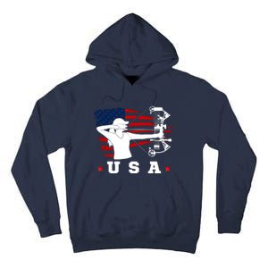 American Flag USA, Patriotic Sports, American Flag Archery, Cute Archery Tall Hoodie