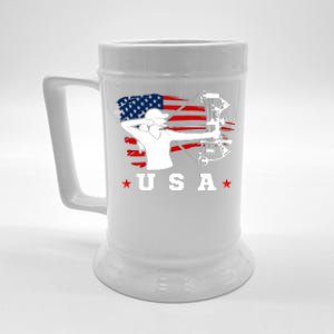 American Flag USA, Patriotic Sports, American Flag Archery, Cute Archery Beer Stein