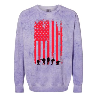 American Flag Us Veteran Colorblast Crewneck Sweatshirt