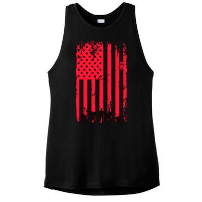 American Flag Us Veteran Ladies PosiCharge Tri-Blend Wicking Tank