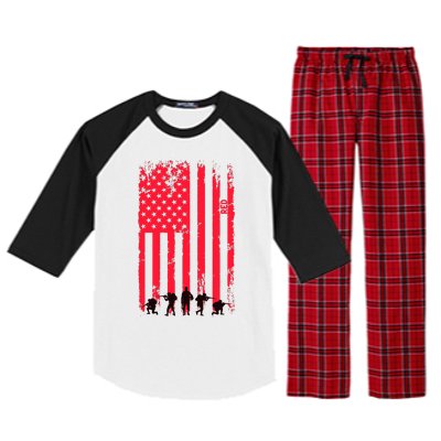 American Flag Us Veteran Raglan Sleeve Pajama Set