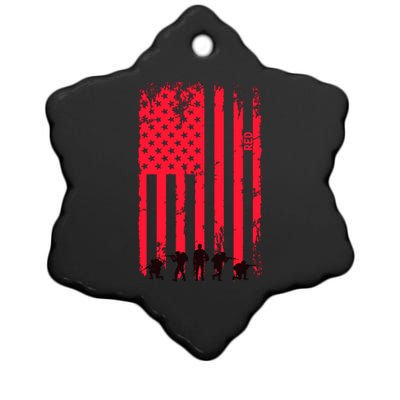 American Flag Us Veteran Ceramic Star Ornament