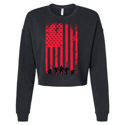 American Flag Us Veteran Cropped Pullover Crew