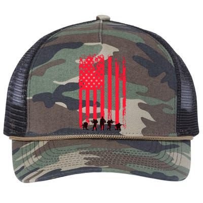 American Flag Us Veteran Retro Rope Trucker Hat Cap