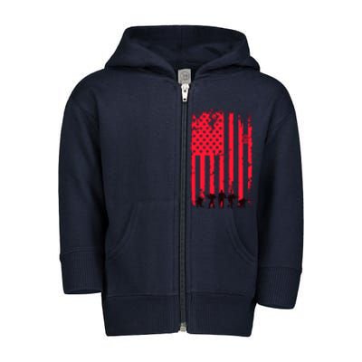 American Flag Us Veteran Toddler Zip Fleece Hoodie