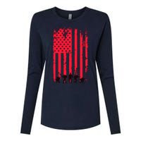 American Flag Us Veteran Womens Cotton Relaxed Long Sleeve T-Shirt