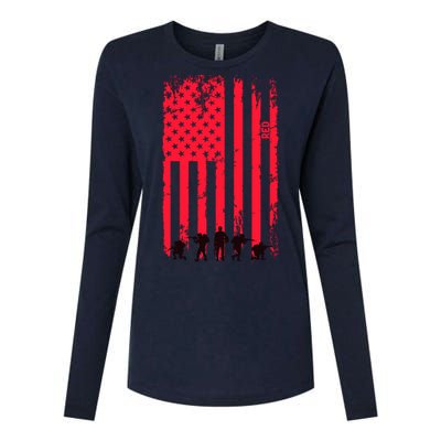 American Flag Us Veteran Womens Cotton Relaxed Long Sleeve T-Shirt