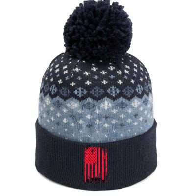 American Flag Us Veteran The Baniff Cuffed Pom Beanie