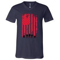 American Flag Us Veteran V-Neck T-Shirt