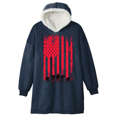 American Flag Us Veteran Hooded Wearable Blanket