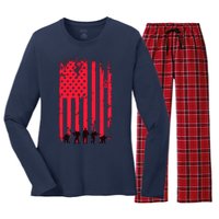 American Flag Us Veteran Women's Long Sleeve Flannel Pajama Set 