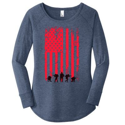 American Flag Us Veteran Women's Perfect Tri Tunic Long Sleeve Shirt