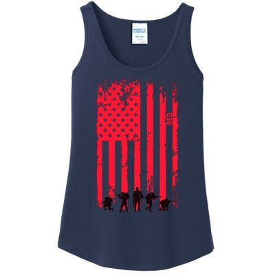 American Flag Us Veteran Ladies Essential Tank