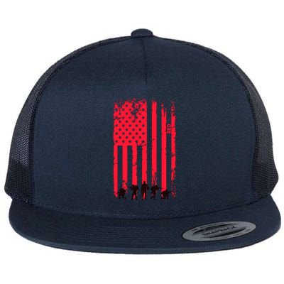 American Flag Us Veteran Flat Bill Trucker Hat