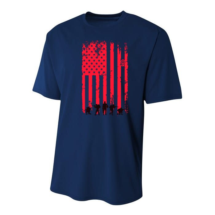 American Flag Us Veteran Youth Performance Sprint T-Shirt