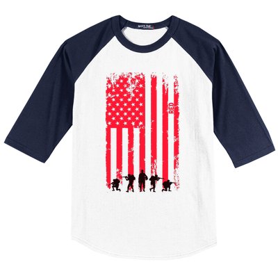 American Flag Us Veteran Baseball Sleeve Shirt