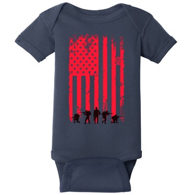 American Flag Us Veteran Baby Bodysuit