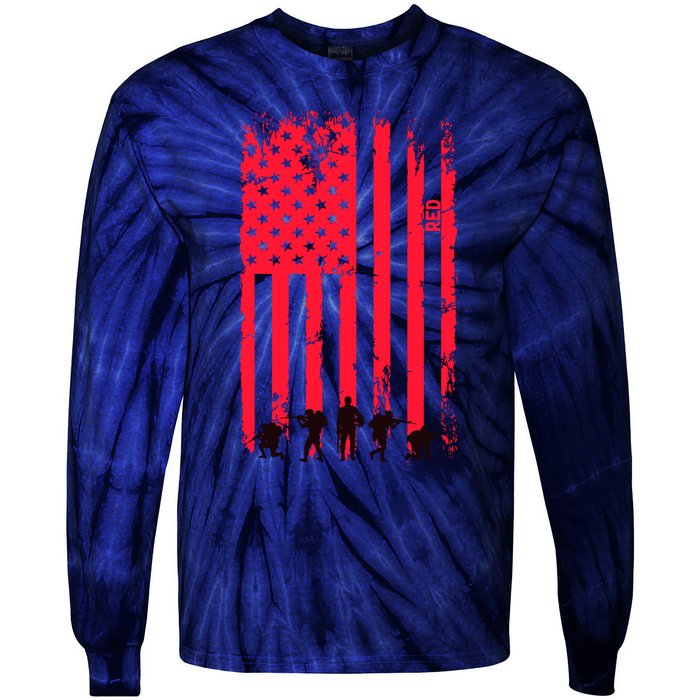 American Flag Us Veteran Tie-Dye Long Sleeve Shirt