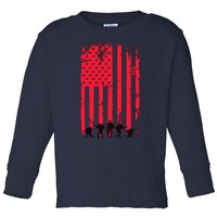 American Flag Us Veteran Toddler Long Sleeve Shirt