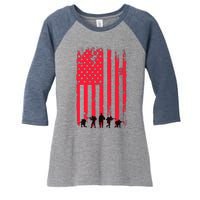 American Flag Us Veteran Women's Tri-Blend 3/4-Sleeve Raglan Shirt