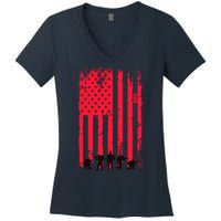 American Flag Us Veteran Women's V-Neck T-Shirt